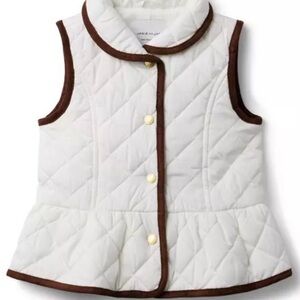 Janie and Jack, Cream Quilted Peplum Vest with Brown Accents - 2T